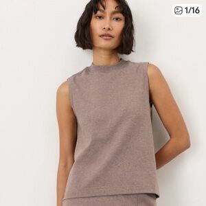Pact Airplane Mock neck shell - Deep Taupe Heather - S
